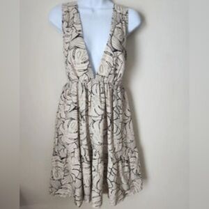House of Harlow 1960 Cream and Black Backless Linen Dress